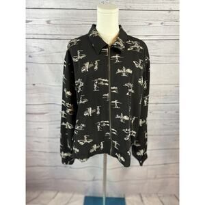 Rare Vintage Line-Up For Sport Golf All Over Print Zip Jacket Coat XL Retro